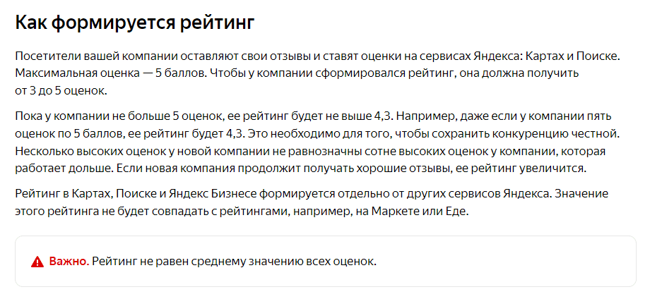 Как формируется рейтинг в Яндекс Картах